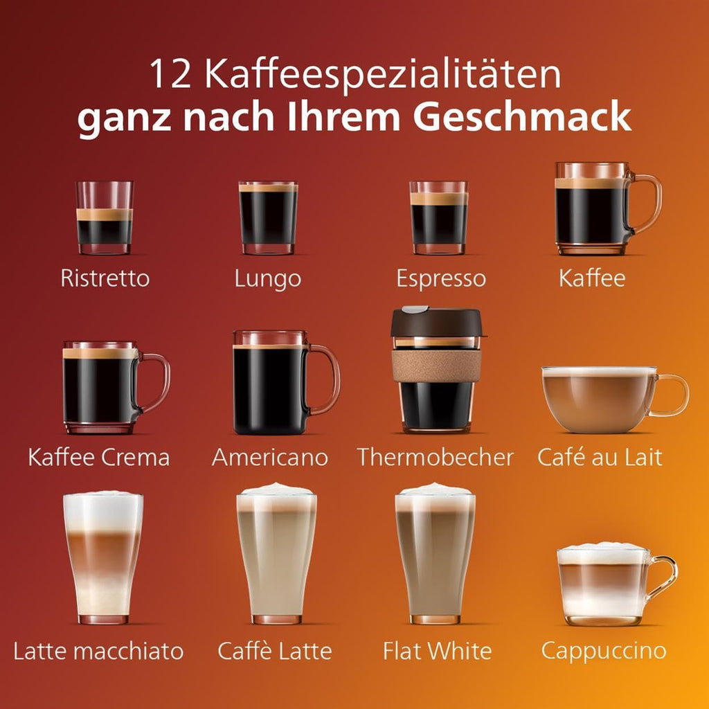 Philips Kaffeevollautomat EP5447/90 Serie 5400 - LatteGo Milchsystem, 12 Kaffeespezialitäten, Keramikmahlwerk - Chrom